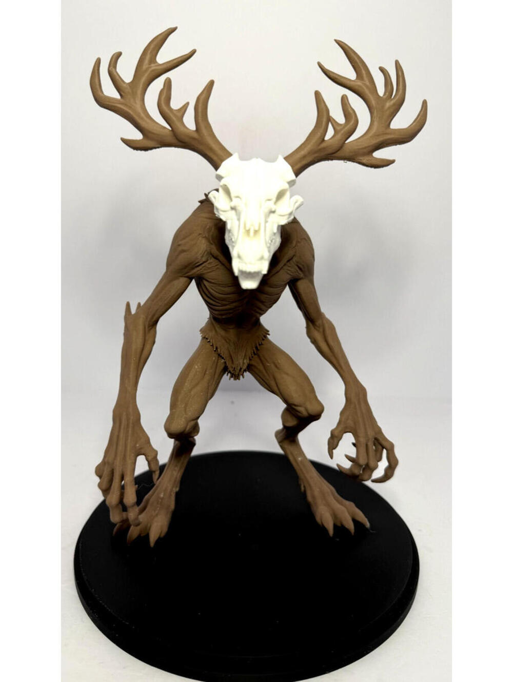 3D Printed Wendigo - 9 in - Brown and White PLA - with base